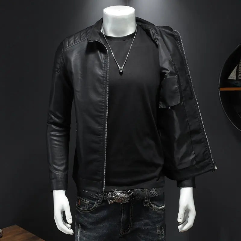 Men's Motorcycle Slim Leather Jacket