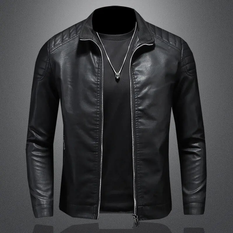 Men's Motorcycle Slim Leather Jacket