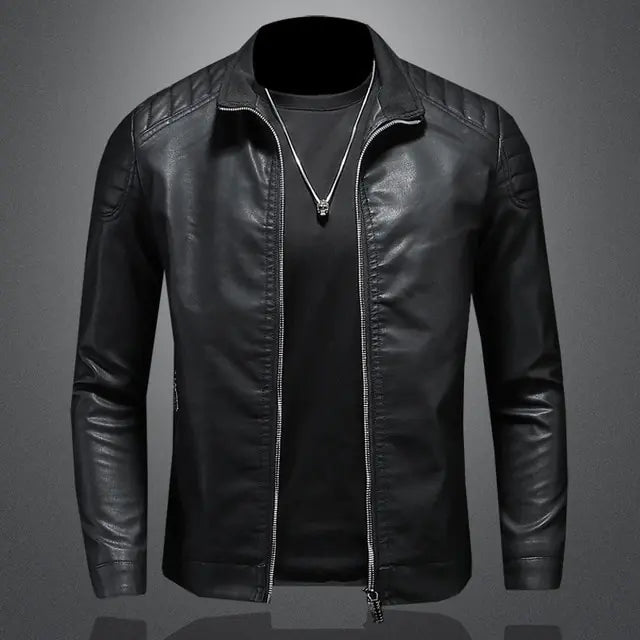 Men's Motorcycle Slim Leather Jacket