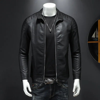 Men's Motorcycle Slim Leather Jacket